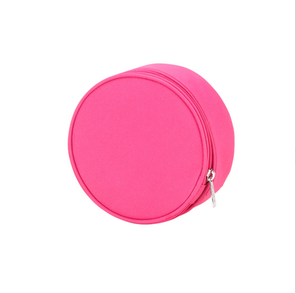 Solid hot pink round jewelry case