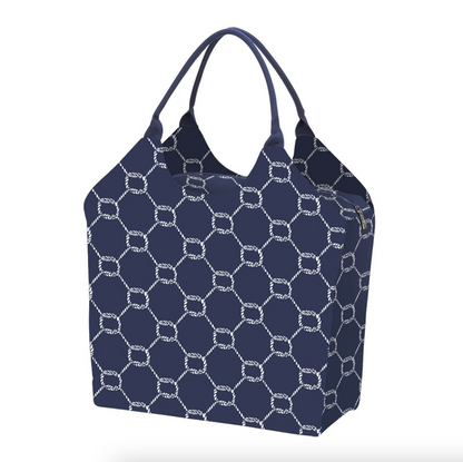 Navy geometric-print Seaside beach bag