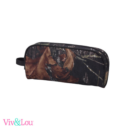 Woodland camouflage pencil case with black zipper